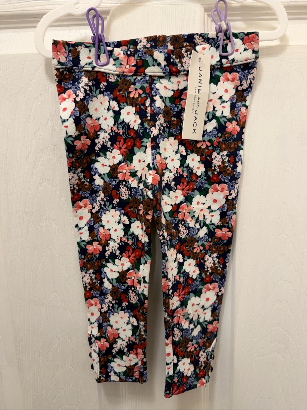 Janie and Jack Navy Floral Leggings with Pink White Green Accents